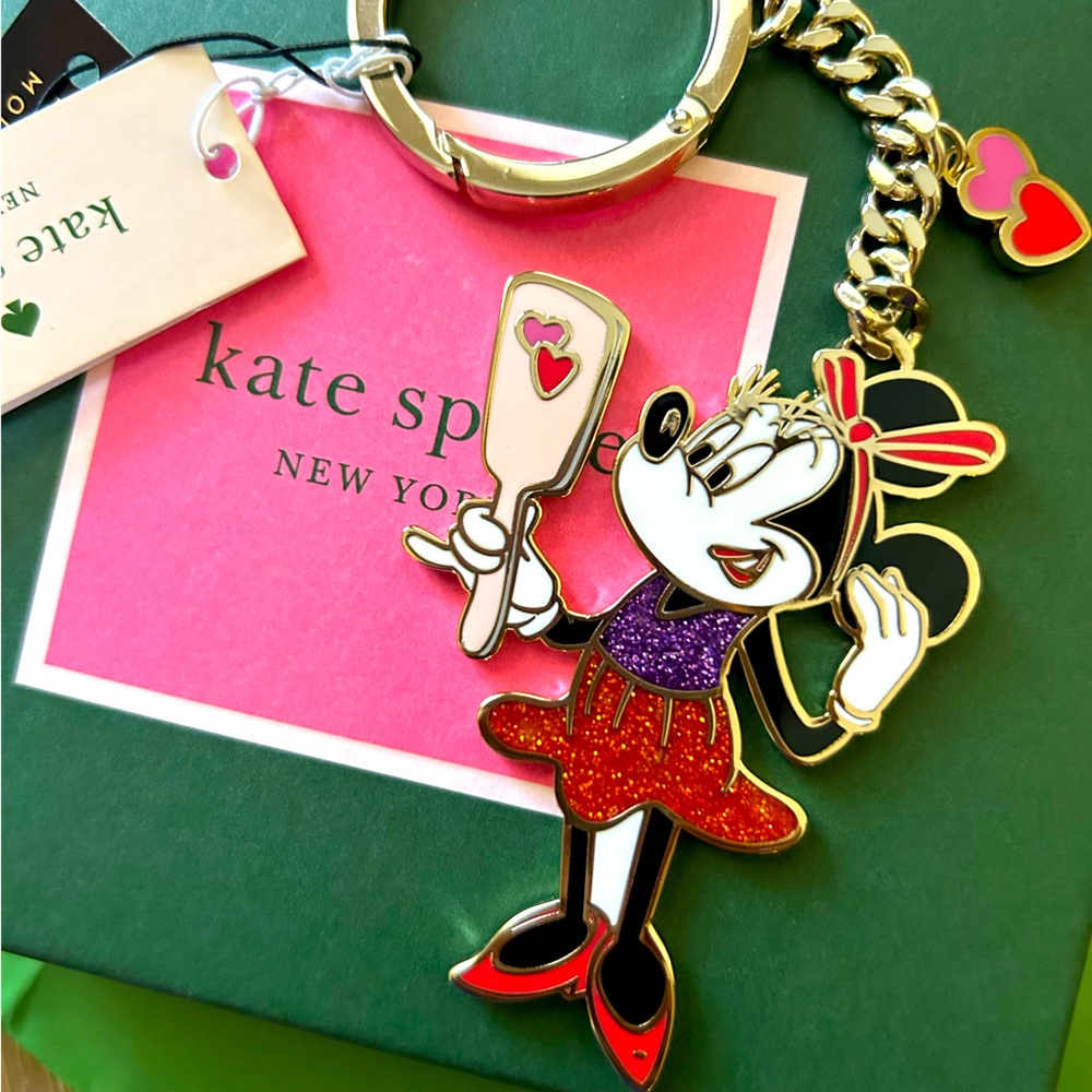 Kate Spade ❤️ Disney Minnie Mouse Heart Keychain charm NWT